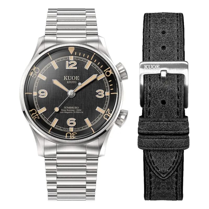 Kuoe Kyoto Montre Sombrero 90-011 Black Linen Textured Dial