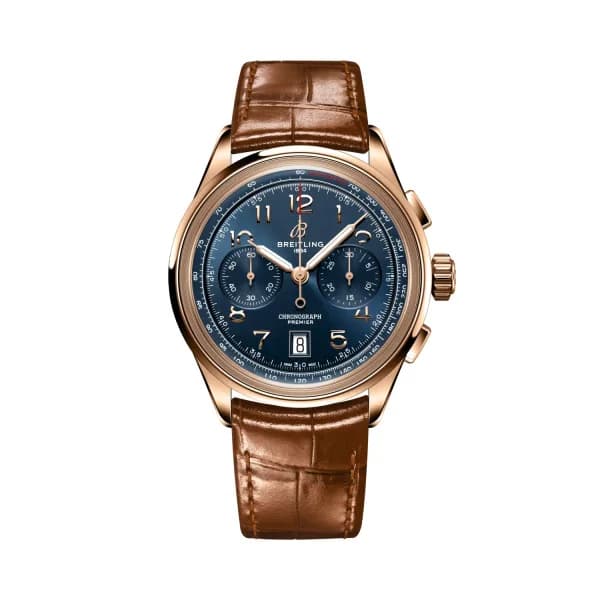Breitling Montre Breitling Premier B01 Chronograph 42 Cadran Bleu Bracelet Cuir d’alligator