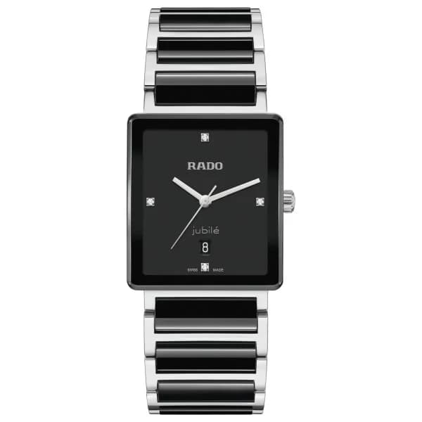 Rado Montre Rado Integral Diamonds Quartz Cadran Noir Bracelet Noir
