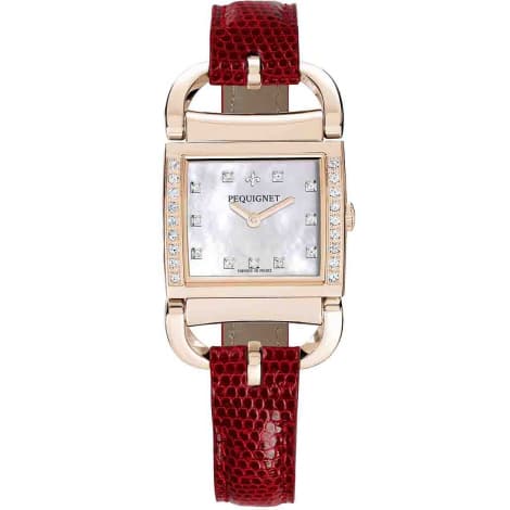 Pequignet E. Montre Pequignet Attellage Quartz - Cadran Nacre Blanc - Bracelet Rouge - 5896509CD-LR