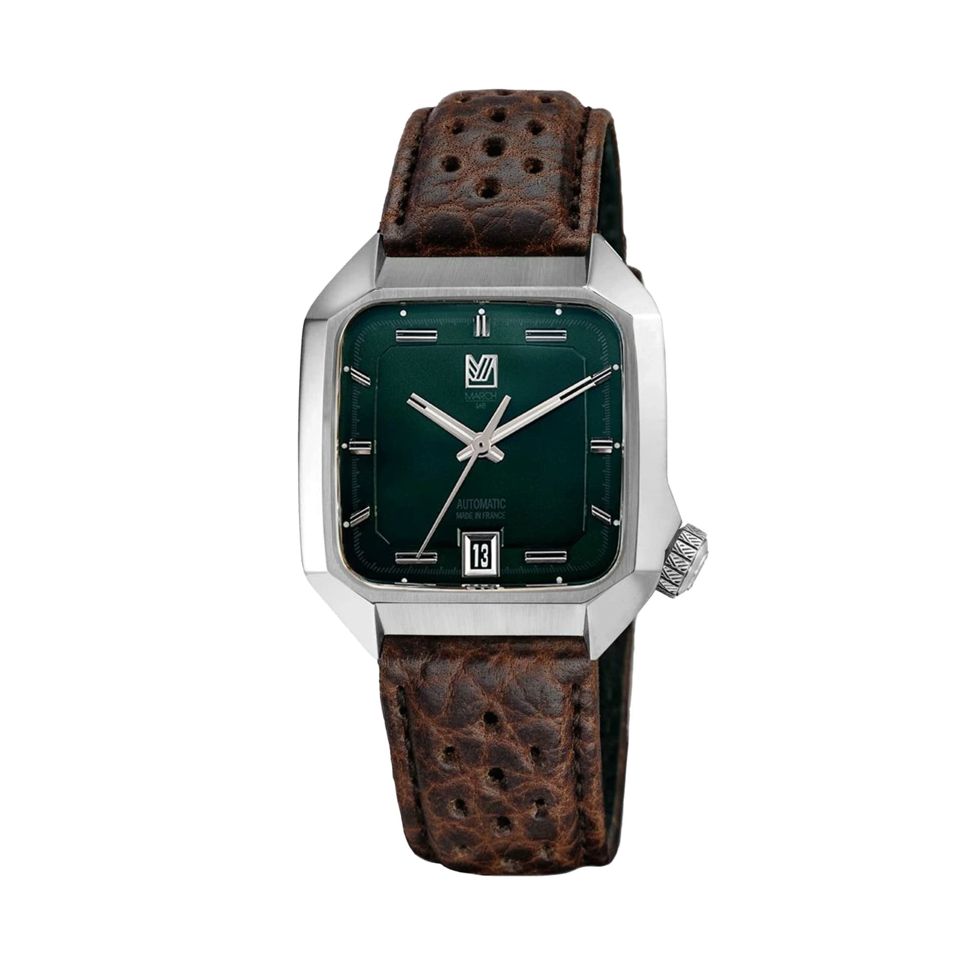 March LA.B AM2 Slim Automatique - Grall - Bison Sauvage Perforé Marron