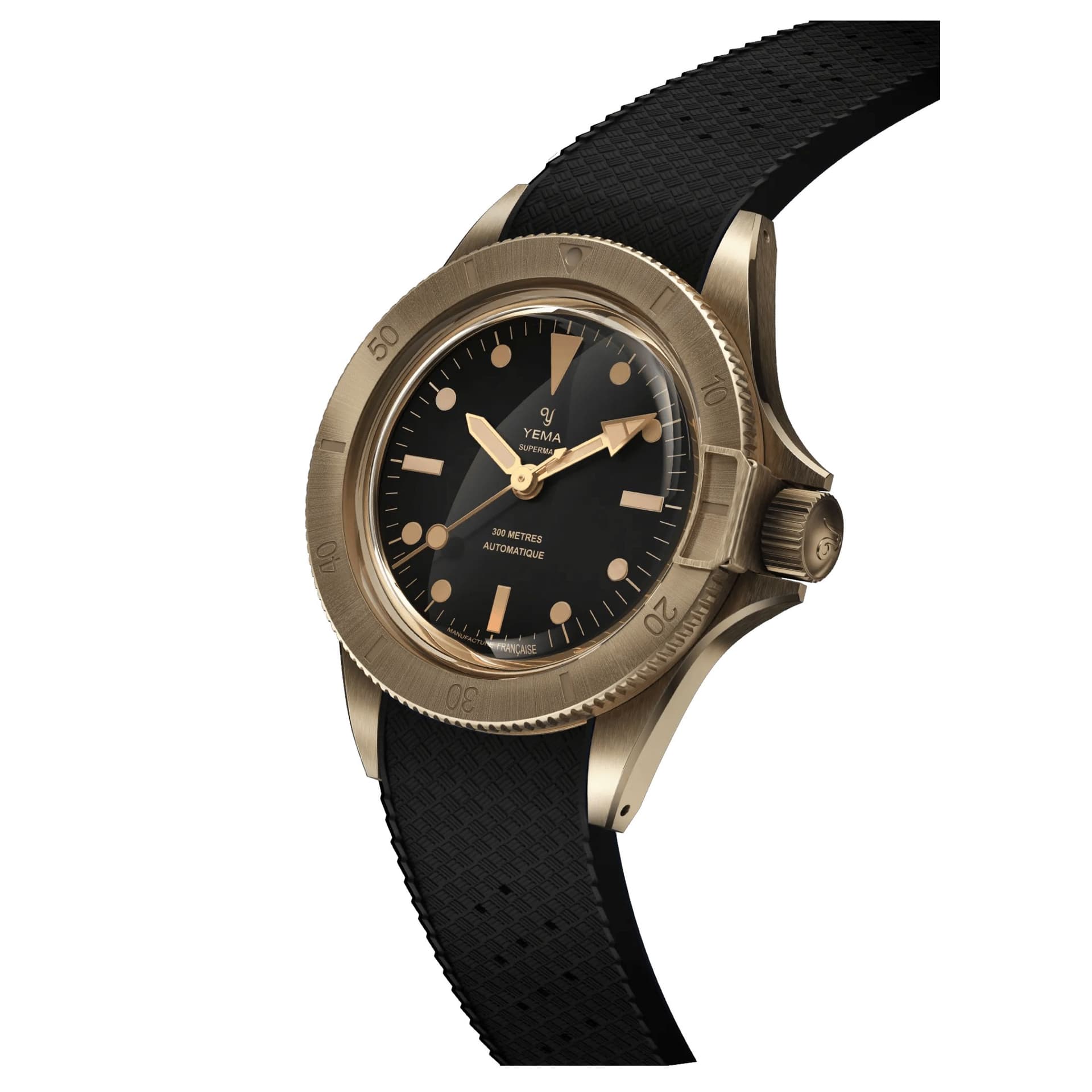 Yema Montre Yema Superman Bronze CMM.10 Edition Limitée automatique cadran noir bracelet caoutchouc noir 39 mm