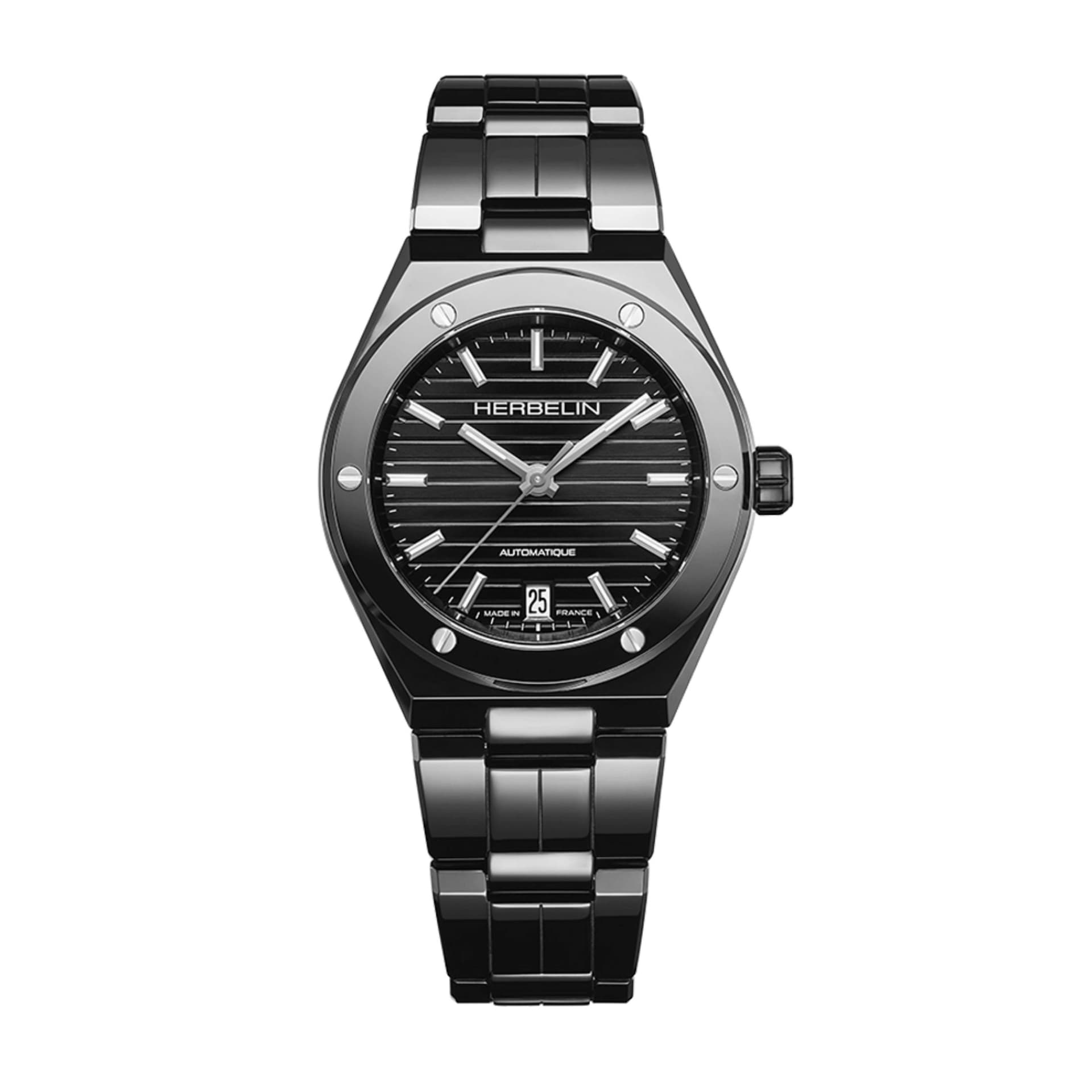 Michel Herbelin Montre Herbelin Cap Camarat automatique céramique cadran noir bracelet céramique 37 mm