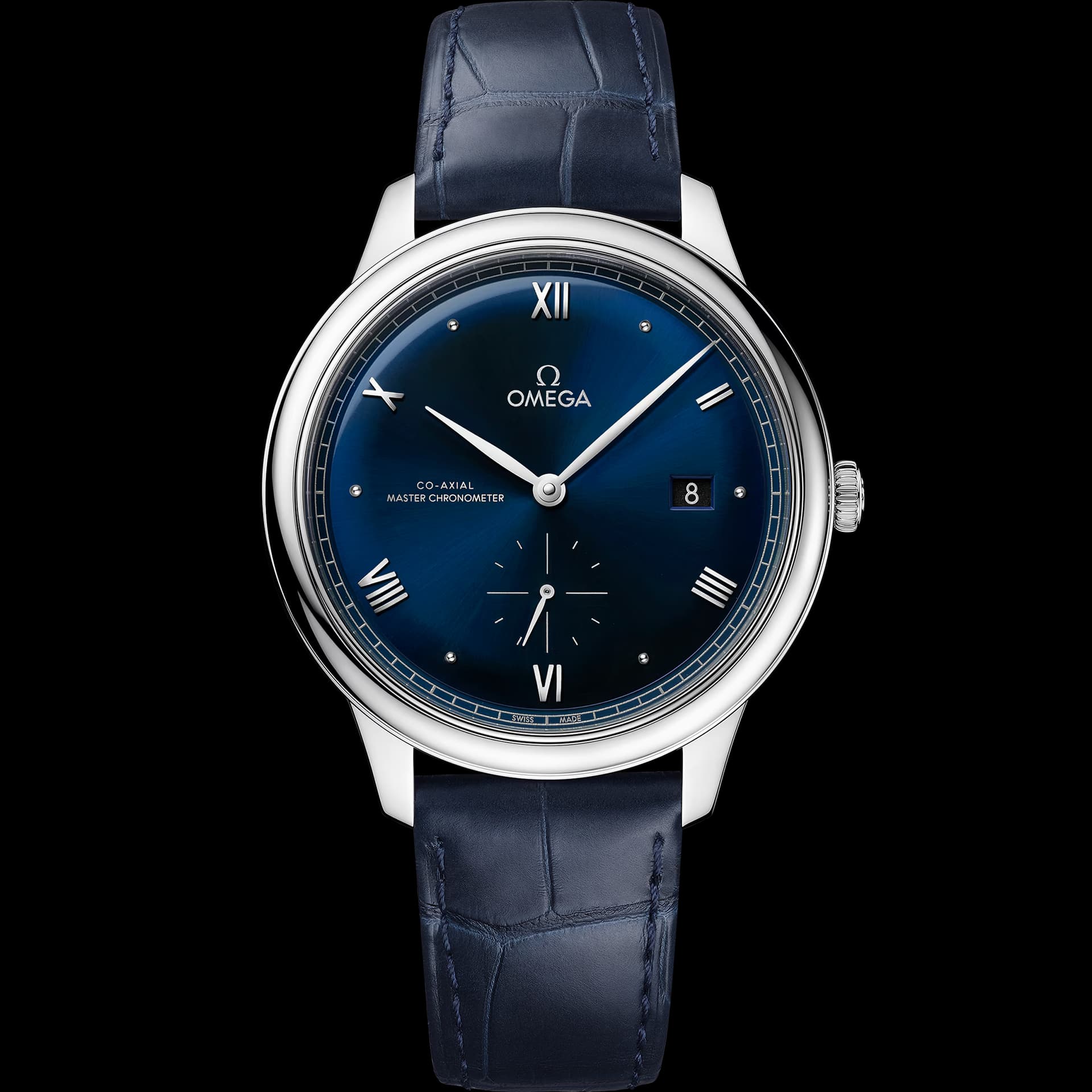 Omega De Ville 41 mm, acier sur bracelet en cuir