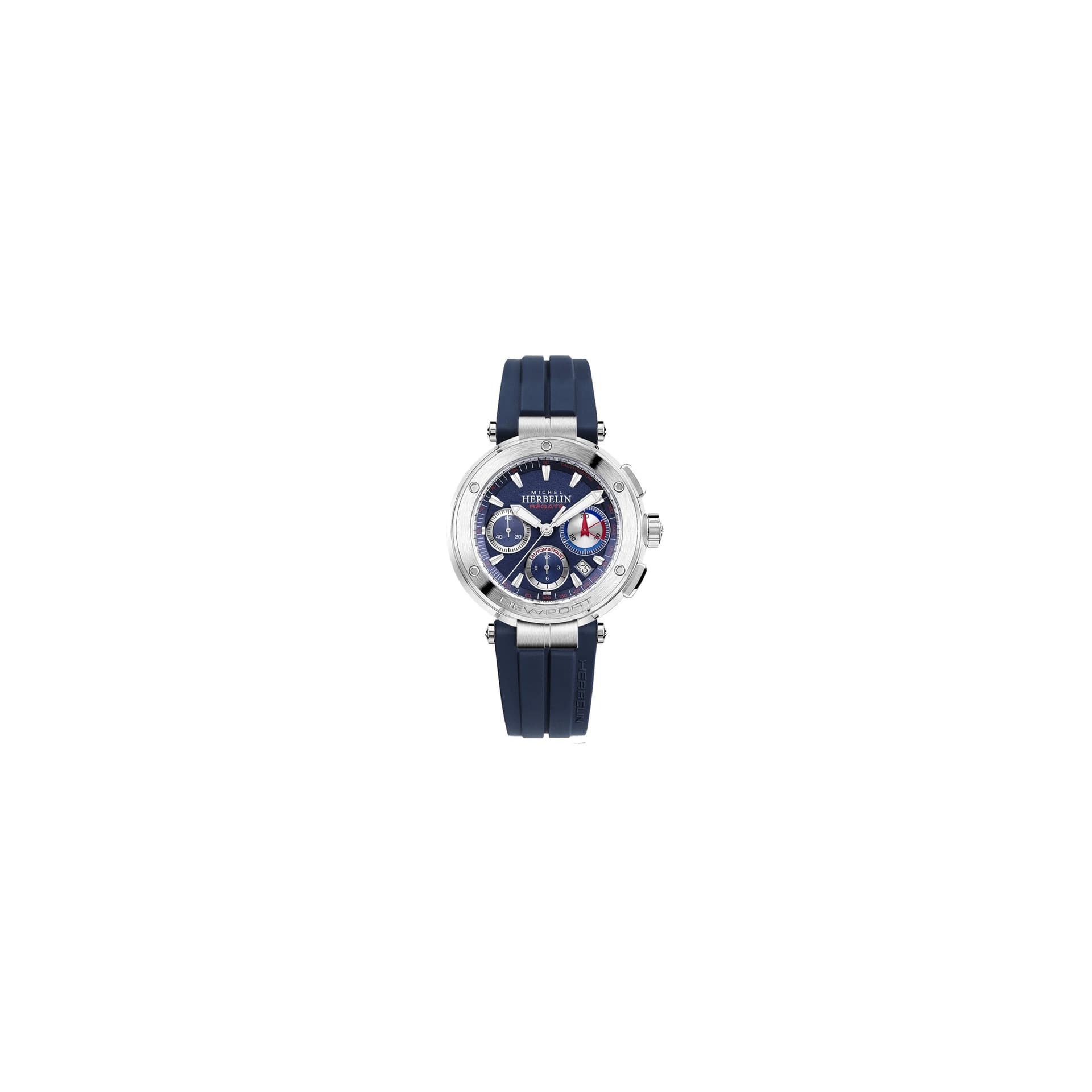 Michel Herbelin Montre Michel Herbelin Newport Edition Limitée automatique cadran bleu bracelet caoutchouc bleu 43,5 mm