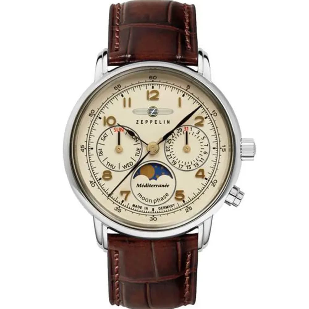Zeppelin Montre Zeppelin Collection Jahre Mediterranee en Cuir Marron