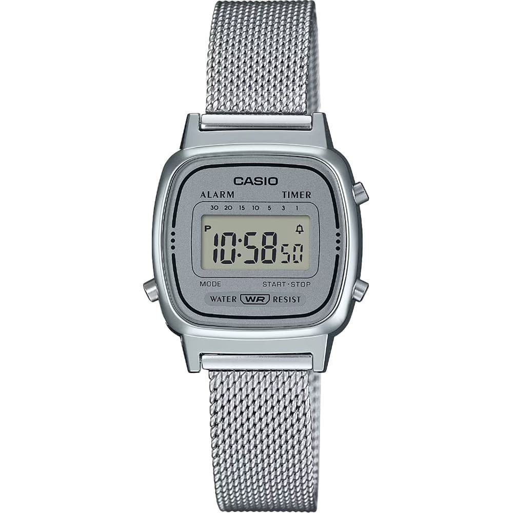 Casio Vintage — boîtier rectangulaire argenté