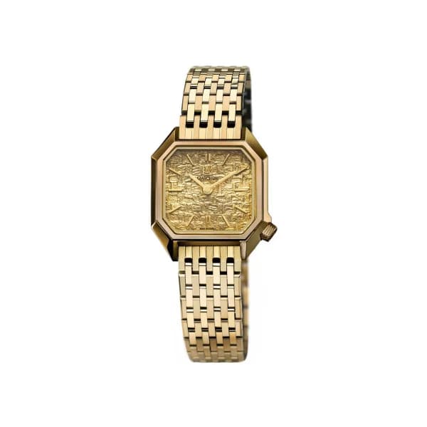 March LA.B Montre March LA.B Lady Mansart Electrique Tweed Gold Bracelet Acier 9 maillons dorés