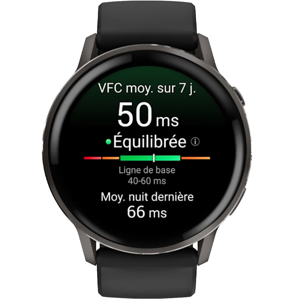 Garmin Montre Garmin Venu 4 - 45 mm Gray Bracelet en silicone Noir