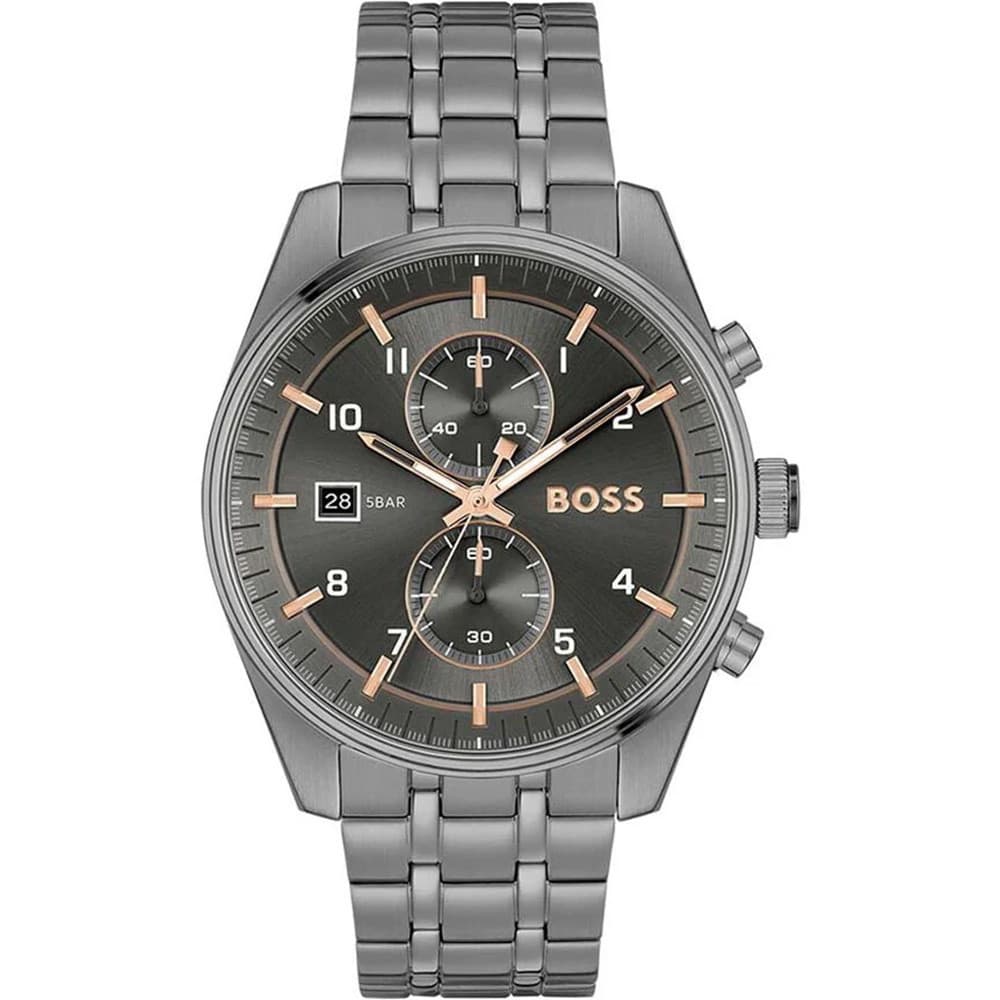 Hugo Boss Montre Boss Collection Skytraveller en Acier et PVD Gris