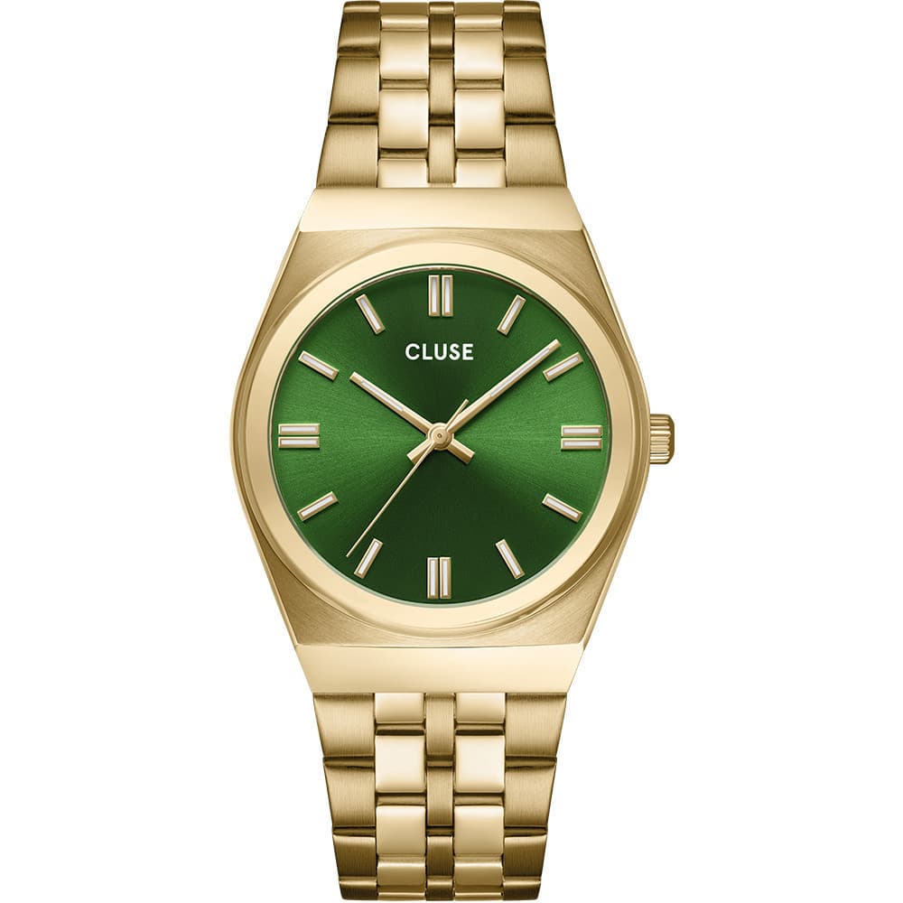 Cluse Retro 70s Watch Steel, Forest Green, Gold Colour