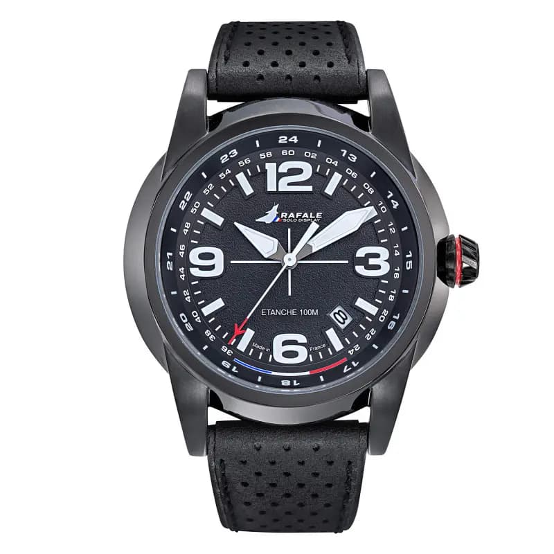 Patrouille de France Montre Rafale Solo Display RSD Cadran et Cuir Noir 666022