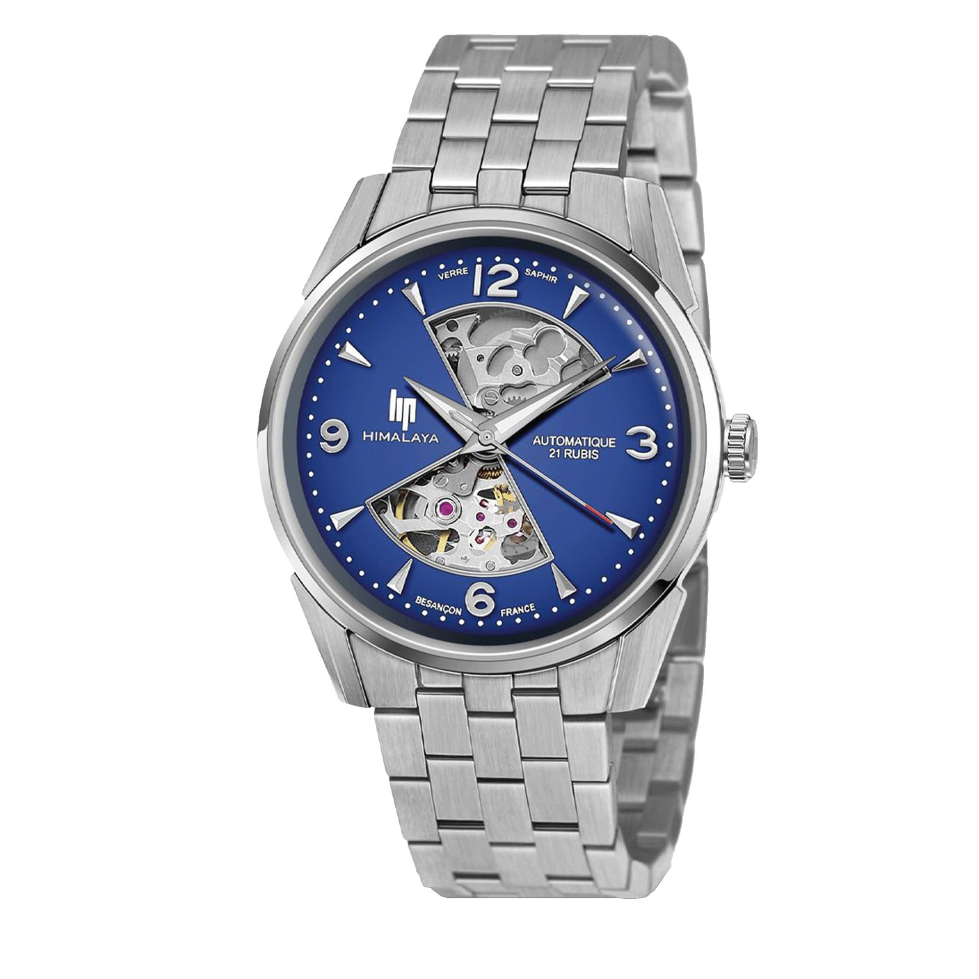 Lip Montre Lip Himalaya Sablier automatique cadran bleu bracelet acier 40 mm