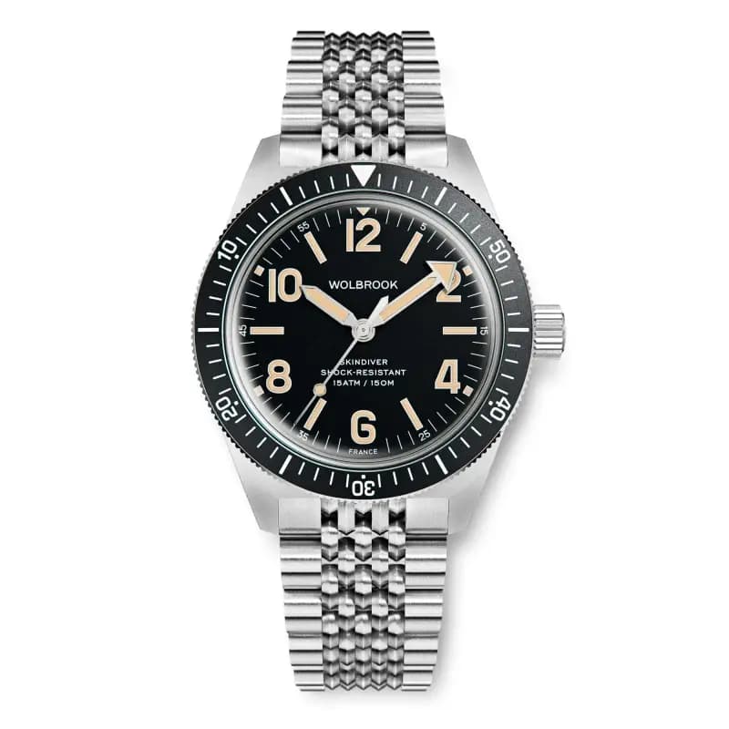 Wolbrook Montre automatique Skindiver - Vintage lum & cadran noir