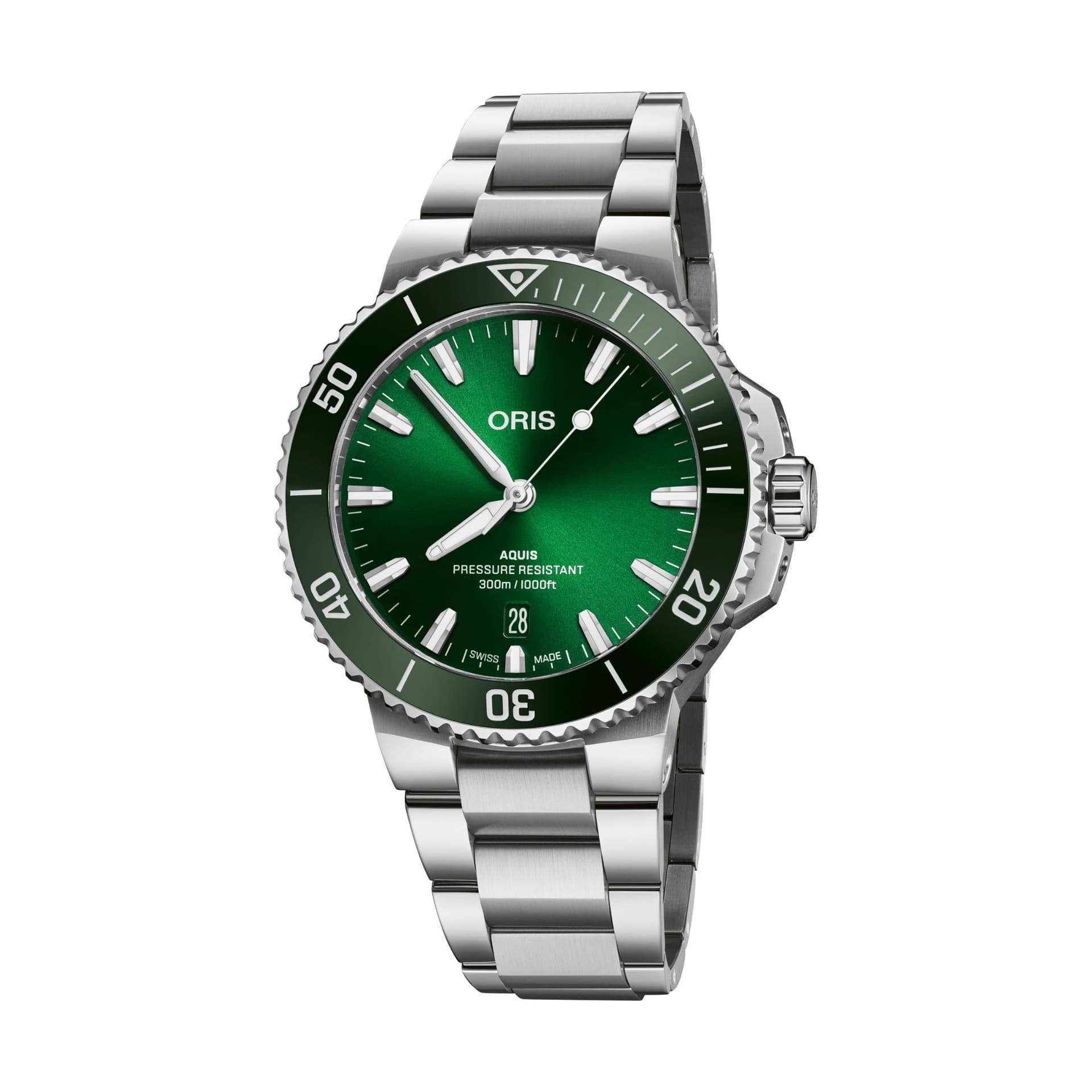 Oris Montre Oris Plongée Aquis Date Calibre 733 automatique cadran vert bracelet acier 41,5 mm