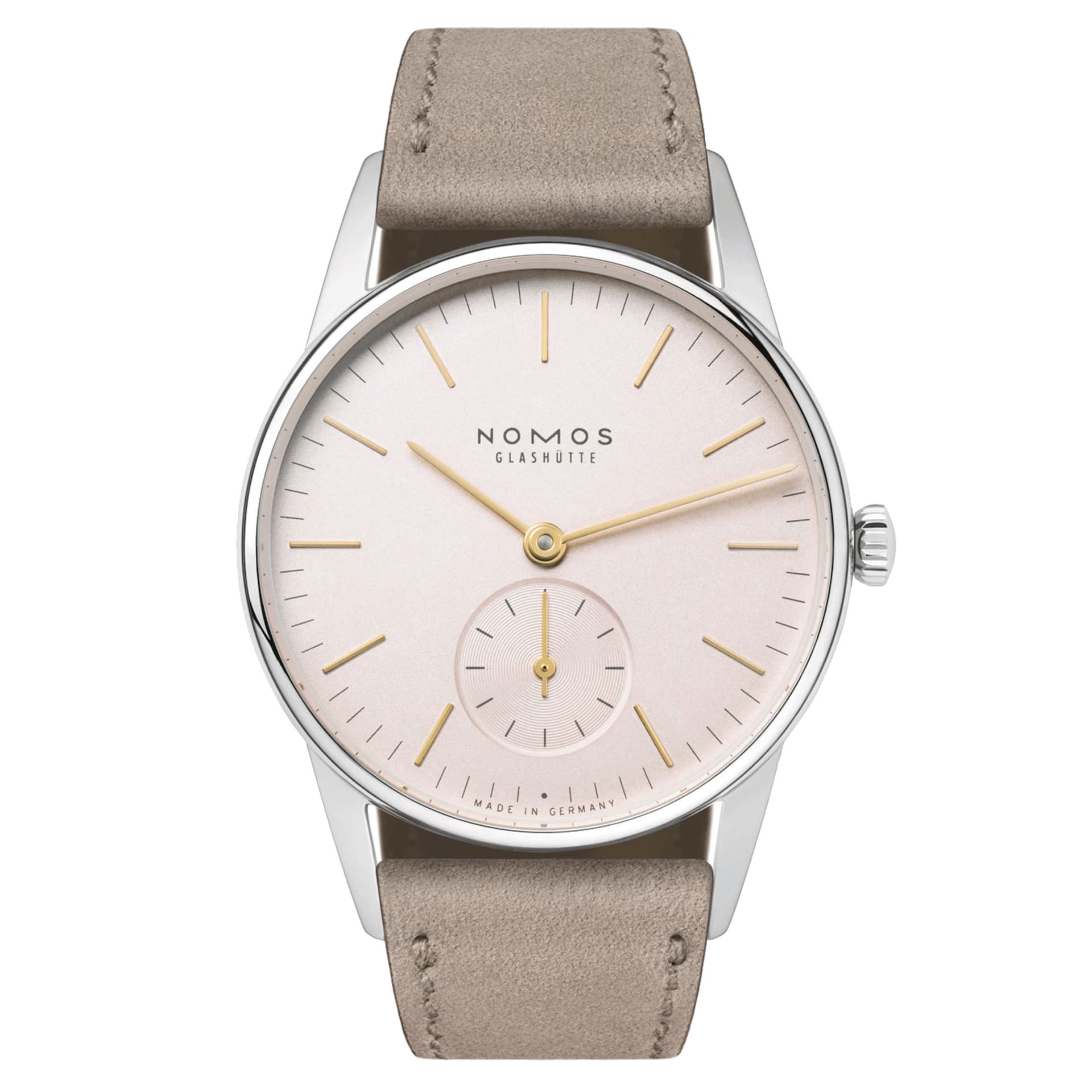 Nomos Montre NOMOS Orion 33 mécanique cadran rose bracelet cuir beige 32,8 mm