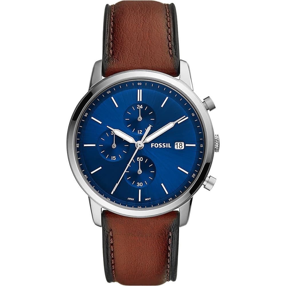 Fossil Minimalist Chrono — cadran bleu