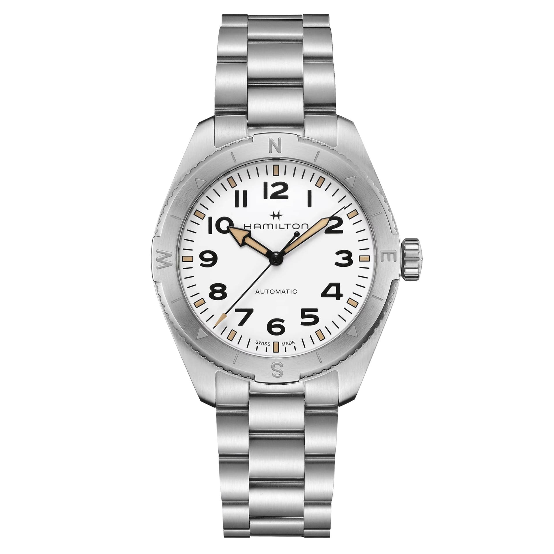 Hamilton Montre Hamilton Khaki Field Expedition automatique cadran blanc bracelet acier 41 mm