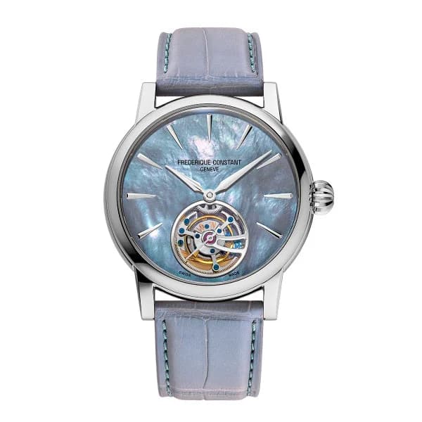 Frederique Constant Montre Frederique Constant Manufacture Classic Tourbillon Cadran Bleu Bracelet Cuir Alligator