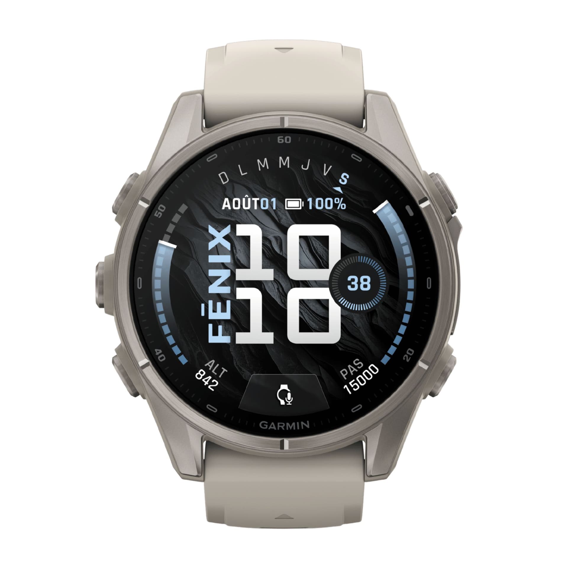 Garmin Montre Garmin Fēnix 9 AMOLED Sapphire Titane bracelet Fog gray silicone 43 mm