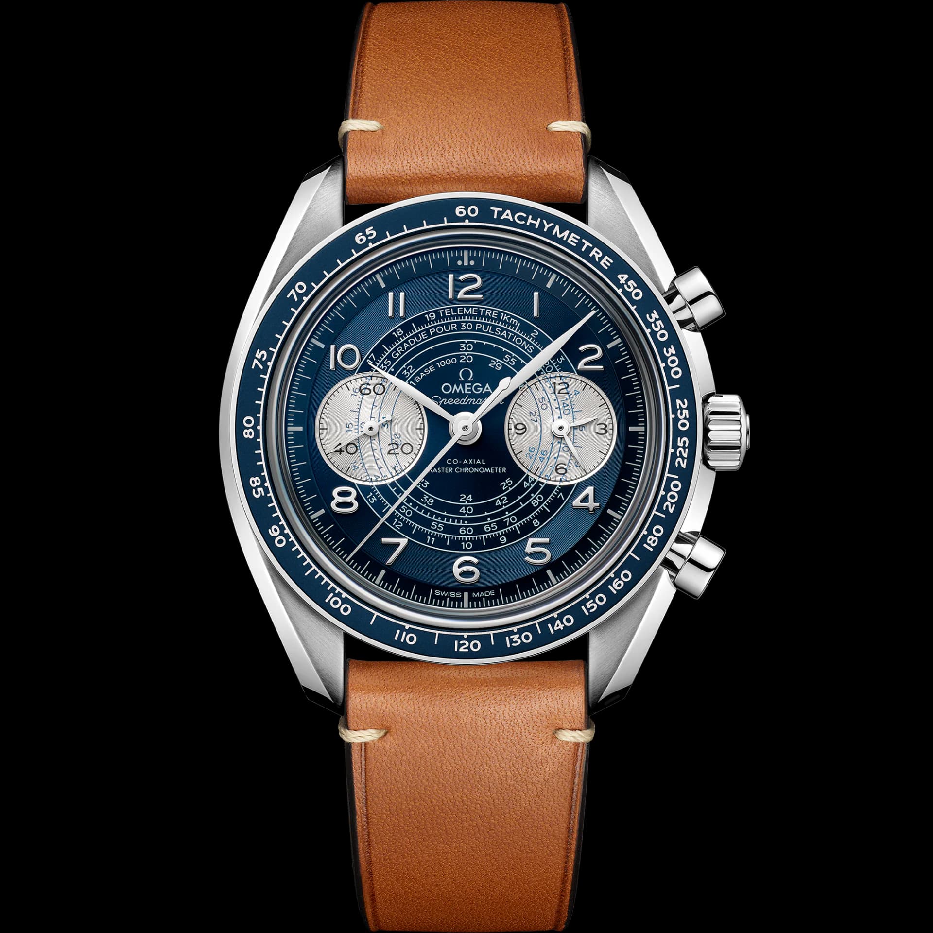 Omega Speedmaster 43 mm, acier sur bracelet en cuir