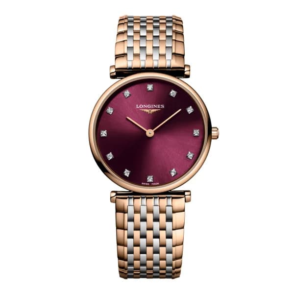 Longines Montre Longines la grande classique de longines 29 mm Quartz Cadran Rouge Bracelet Acier