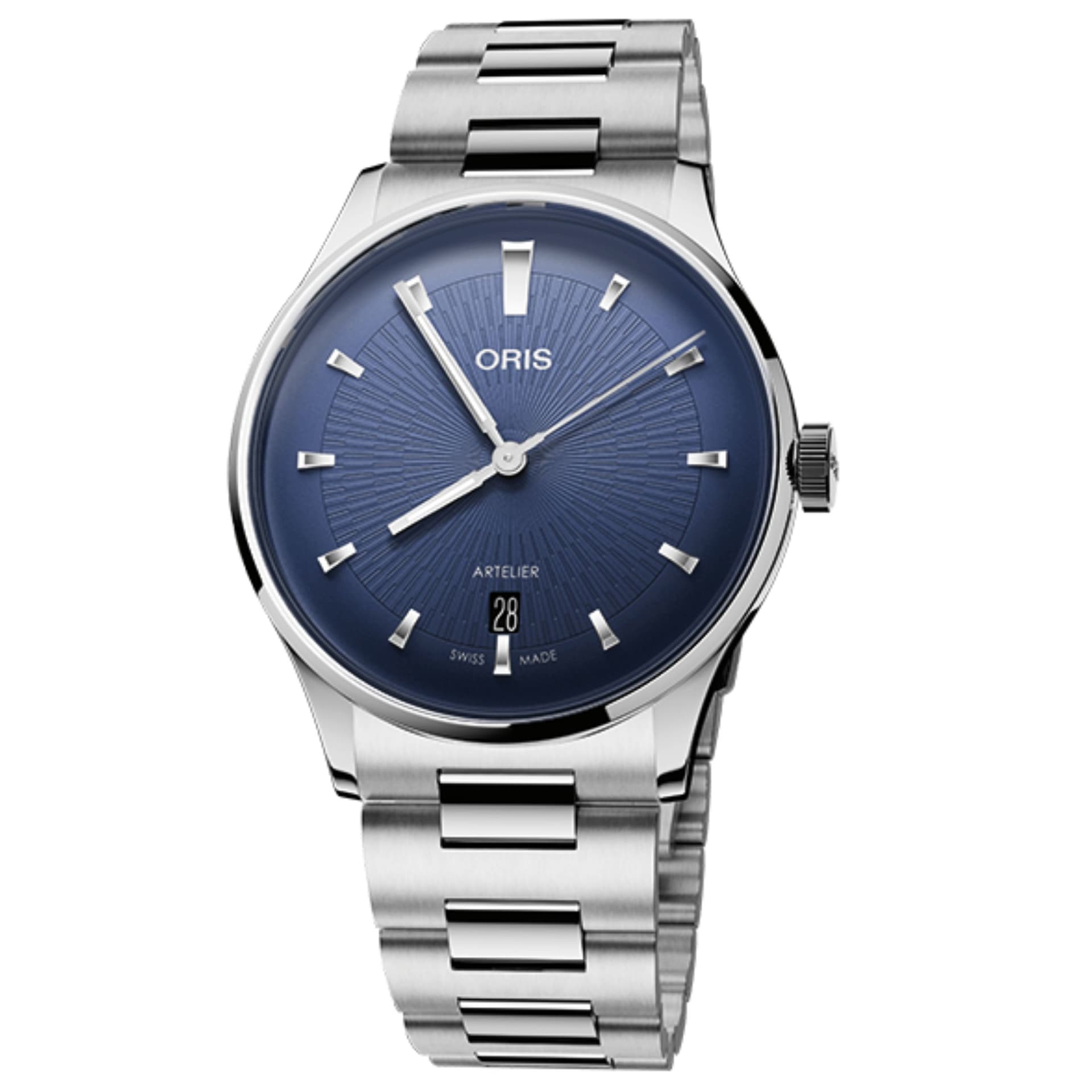 Oris Montre Oris Artelier Date automatique cadran bleu bracelet acier 38 mm