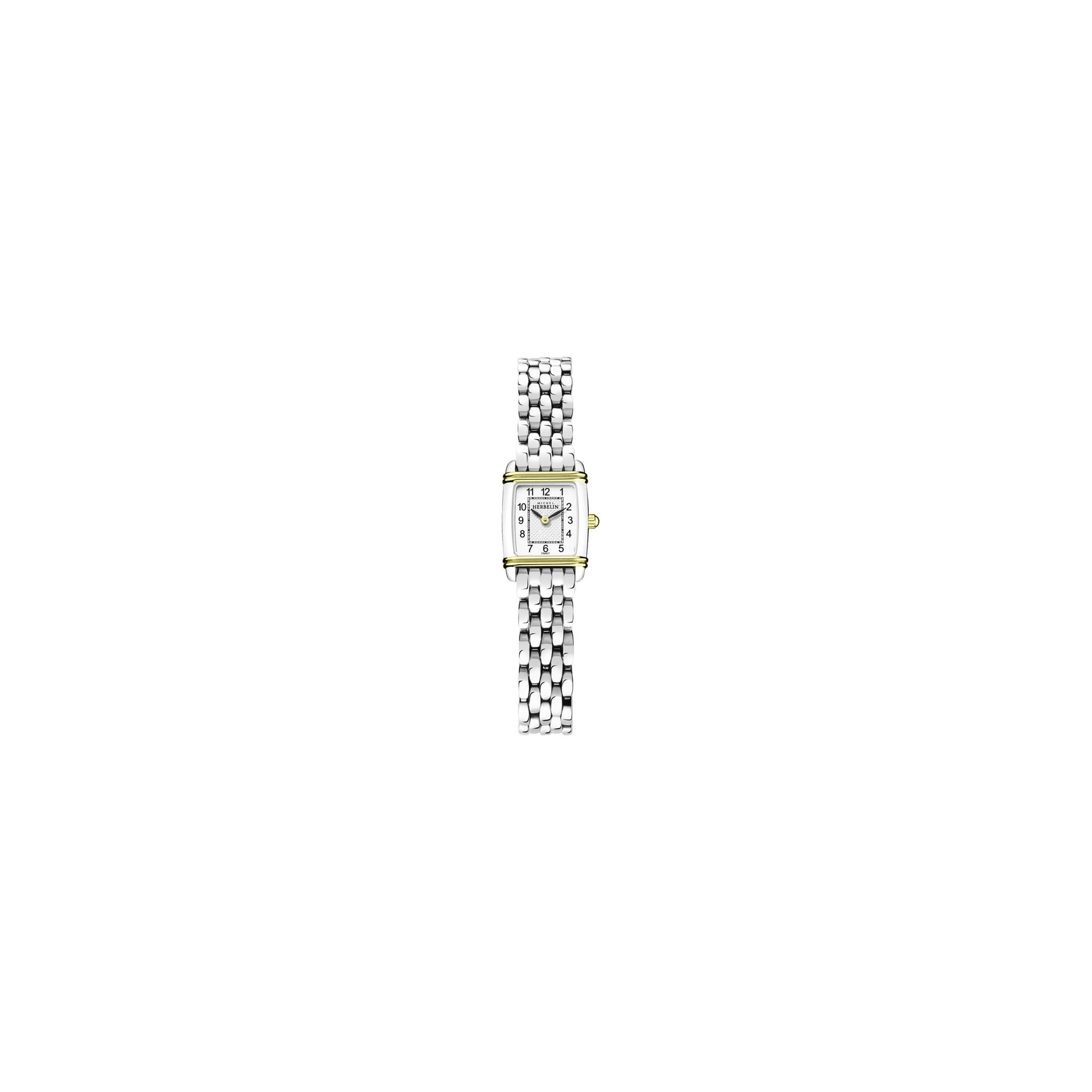 Michel Herbelin Montre Michel Herbelin Art Déco quartz bicolore cadran blanc chiffres arabes bracelet acier