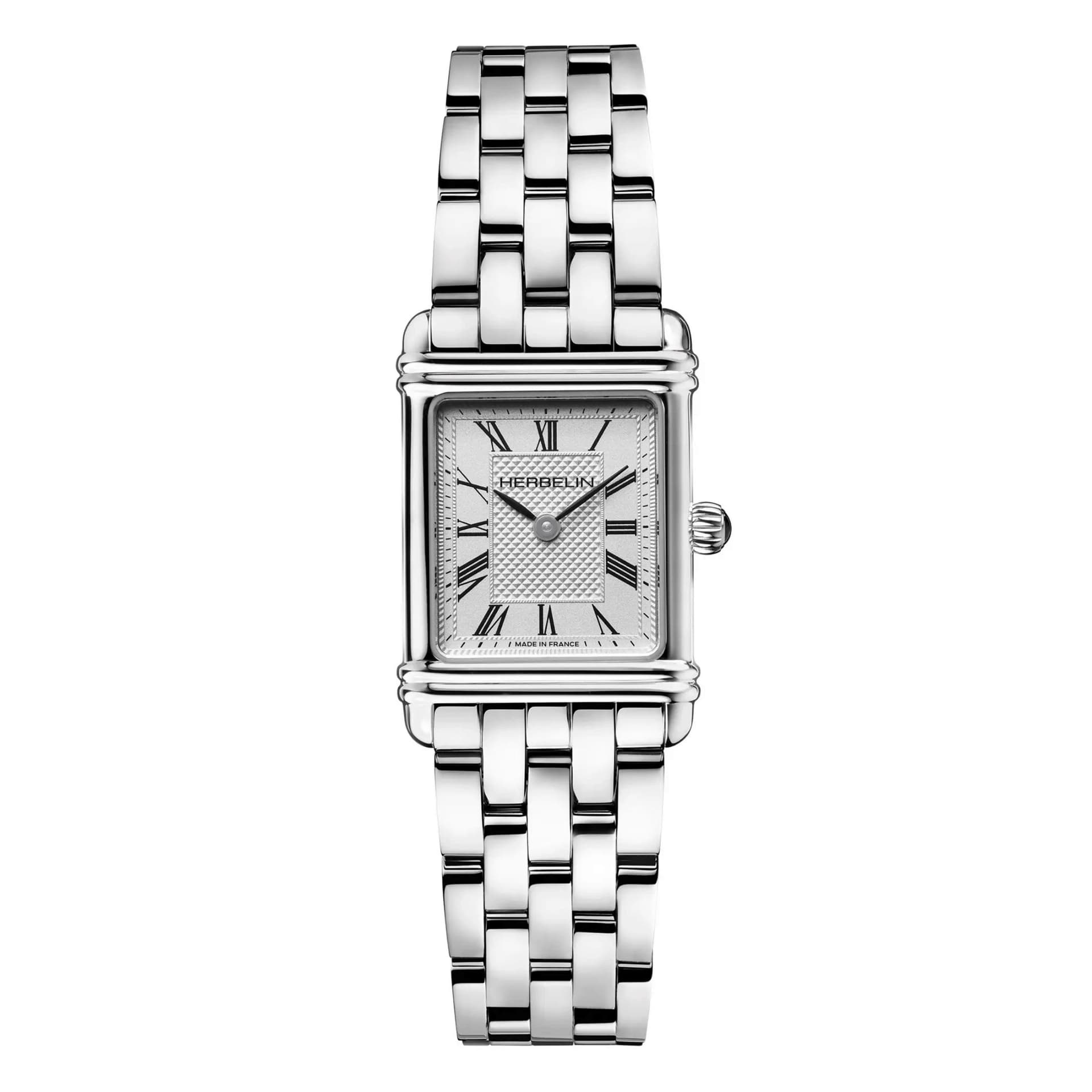 Michel Herbelin Montre Michel Herbelin Art Deco quartz cadran argent chiffres romains bracelet acier 20,3 x 24,4 mm