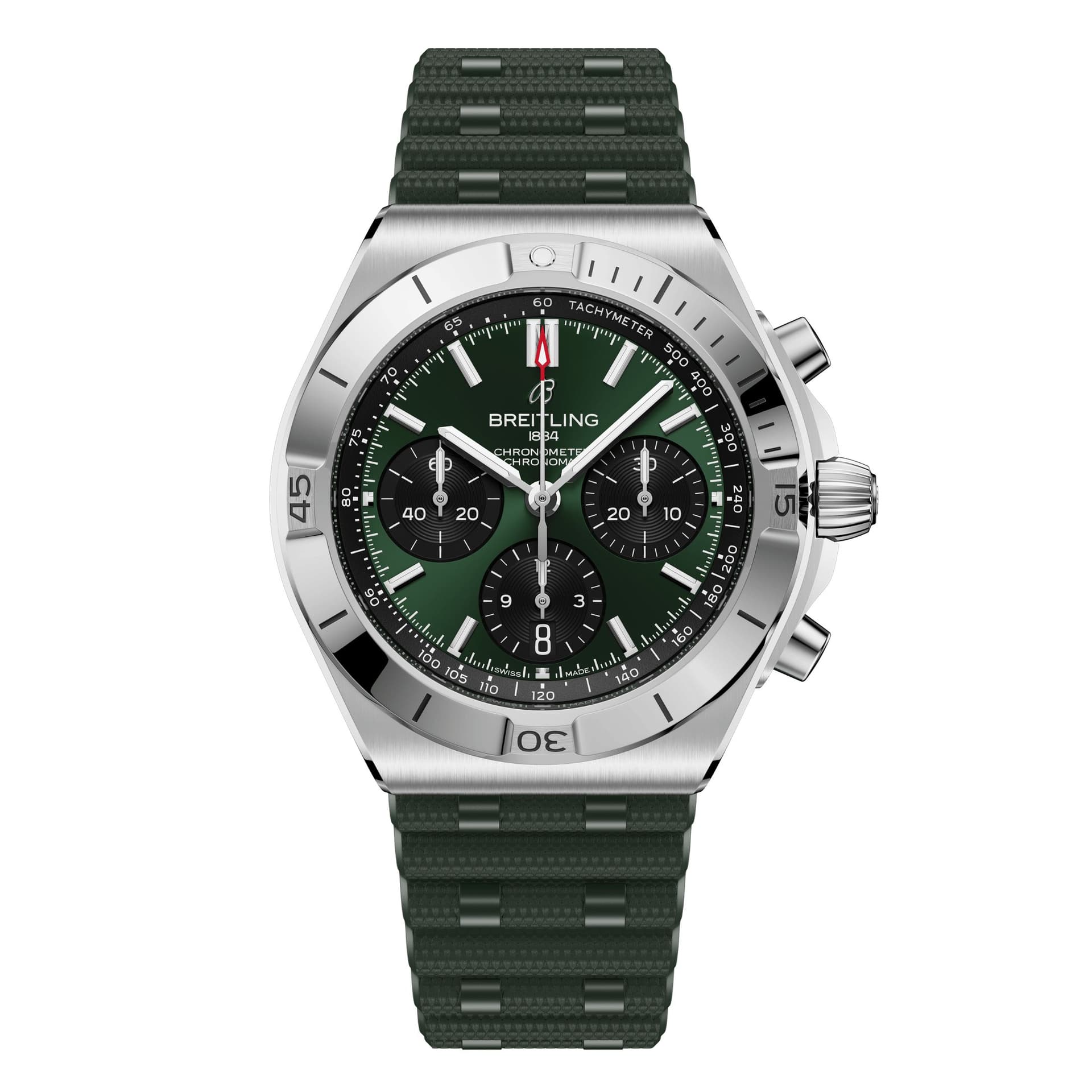 Breitling Montre Breitling Chronomat B01 Chronograph automatique cadran vert bracelet caoutchouc 42 mm