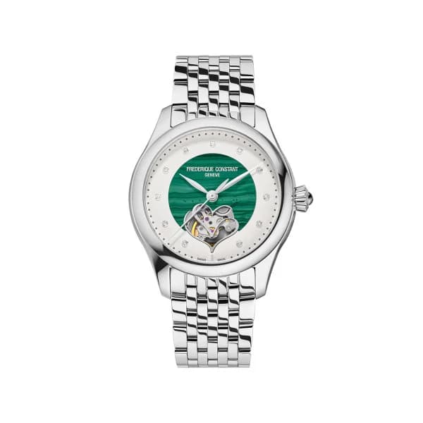 Frédérique Constant Montre Frédérique Constant Classics Ladies Automatic Double Heart Beat - Malachite Automatique Cadran Vert Bracelet Acier inoxydable - FC-313MAD3B6B
