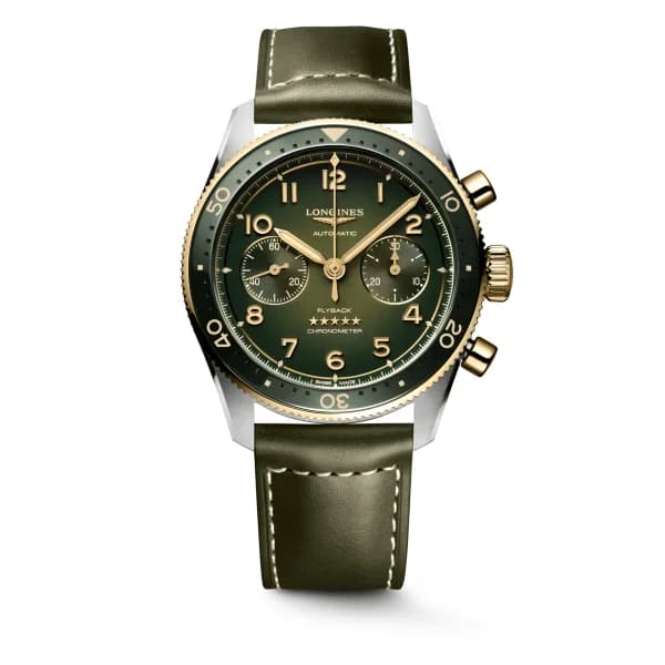 Longines Montre Longines Spirit Flyback Automatique 42 mm Cadran Vert Bracelet cuir