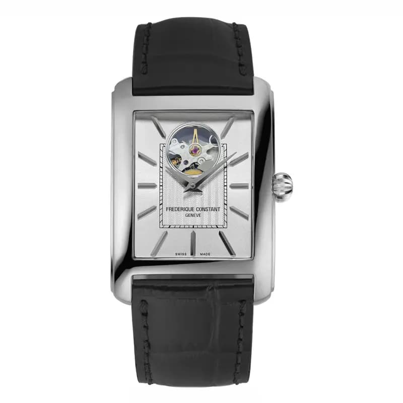 Frédérique Constant Montre Frédérique Constant Classics Carrée Heart Beat Automatique Automatique Cadran Argent Bracelet Cuir - FC-311S4C26