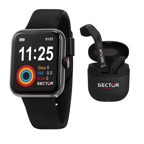 Catégorie Montres Coffret SECTOR Montre Connectée Homme en Silicone Noir et Ecouteurs sans fil