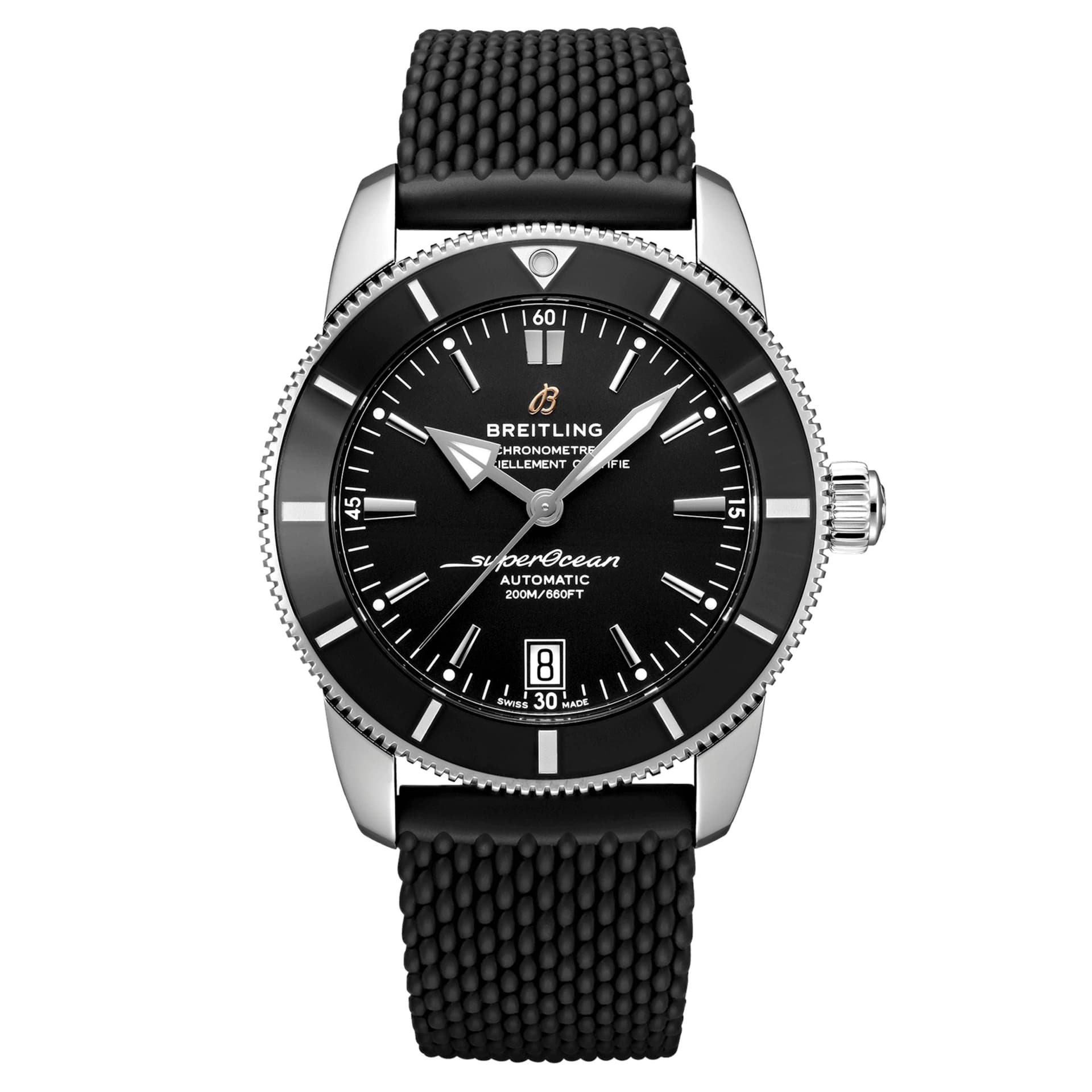 Breitling Montre Breitling Superocean Heritage B20 automatique cadran noir bracelet caoutchouc noir 42 mm