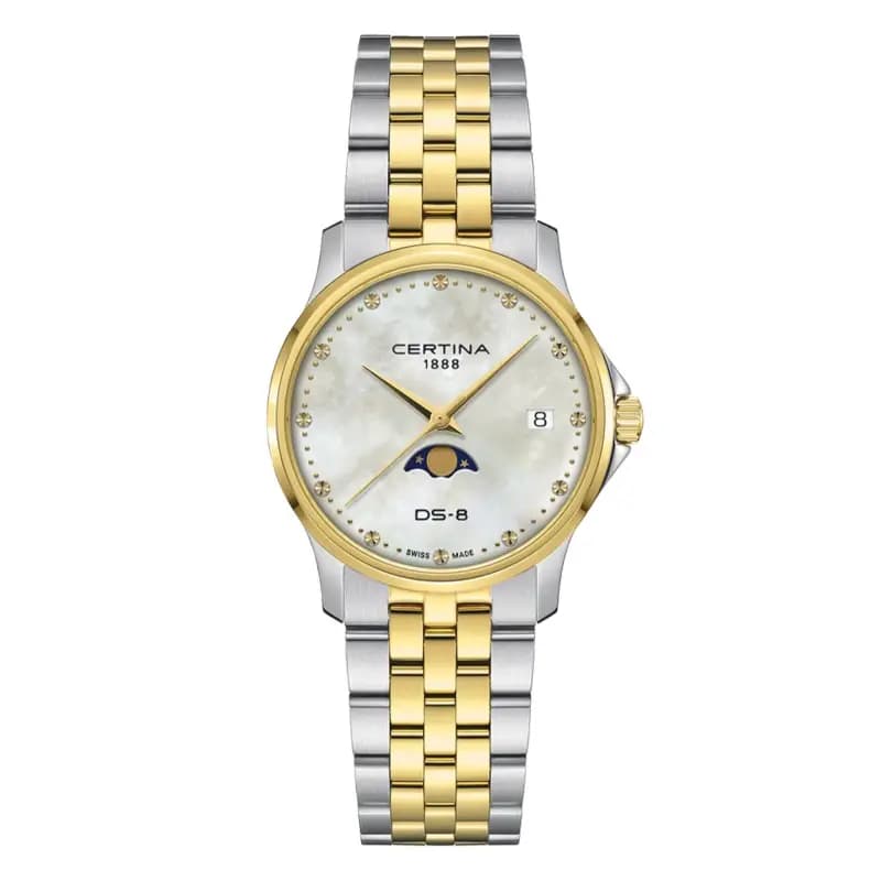 Certina Montre Certina DS-8 Moonphase Lady Cadran Nacre Bracelet Acier inoxydable PVD