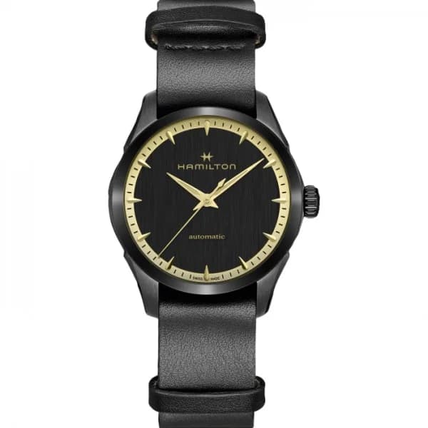 Hamilton Montre Hamilton Jazzmaster Automatique 36mm Cadran Noir Bracelet Cuir Noir