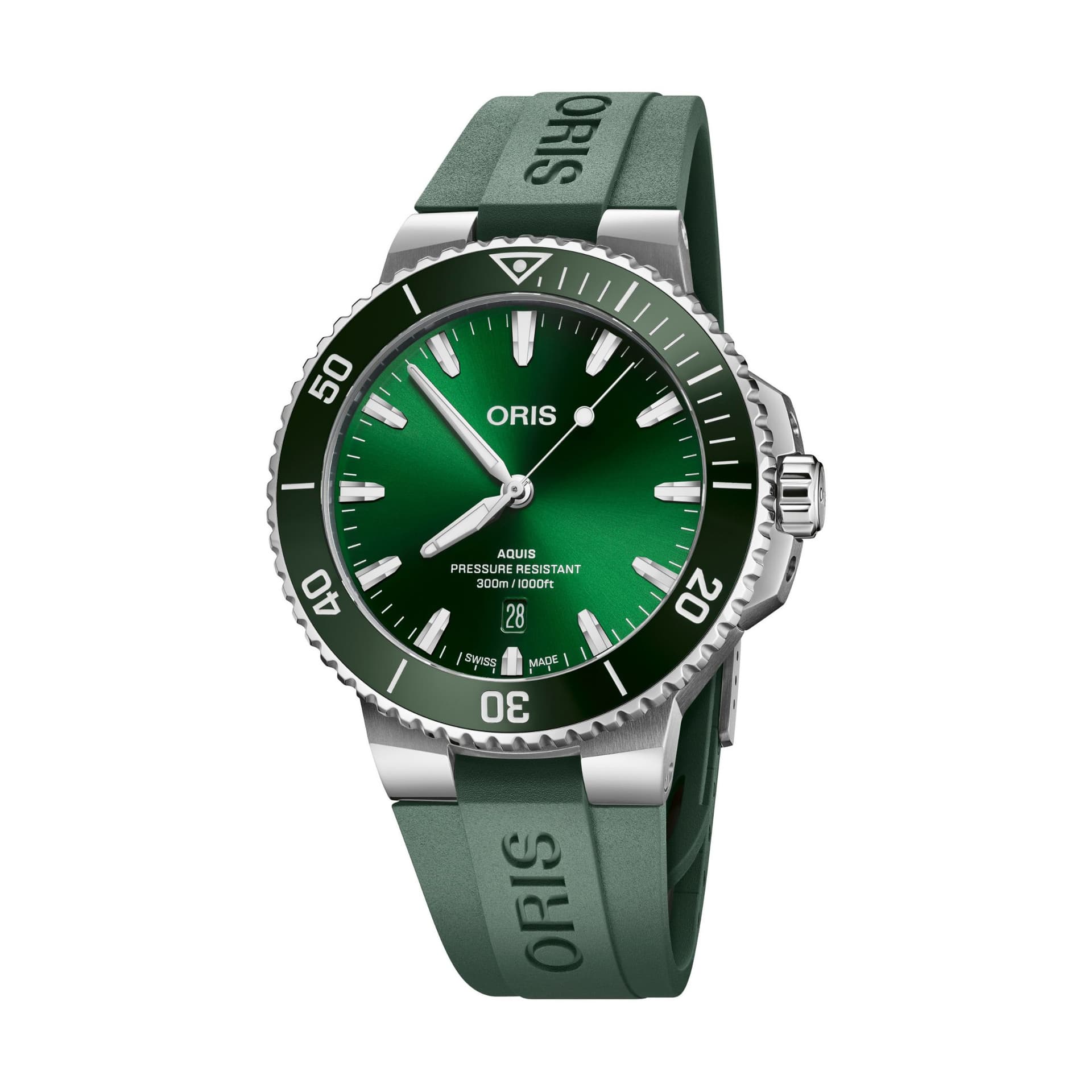 Oris Montre Oris Plongée Aquis Date Calibre 733 automatique cadran vert bracelet caoutchouc vert 43,5 mm