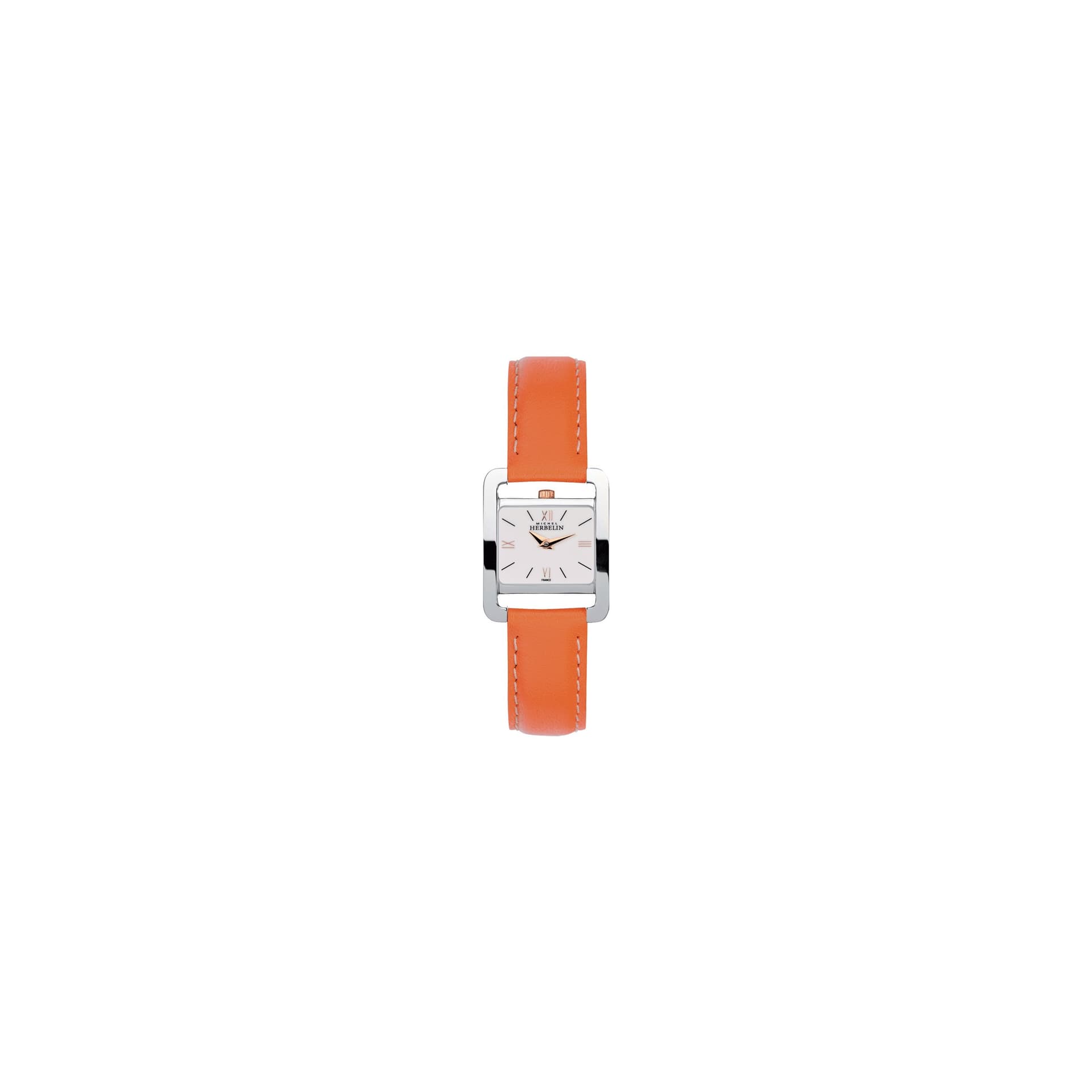 Michel Herbelin Montre Michel Herbelin 5ème Avenue quartz cadran beige bracelet cuir orange