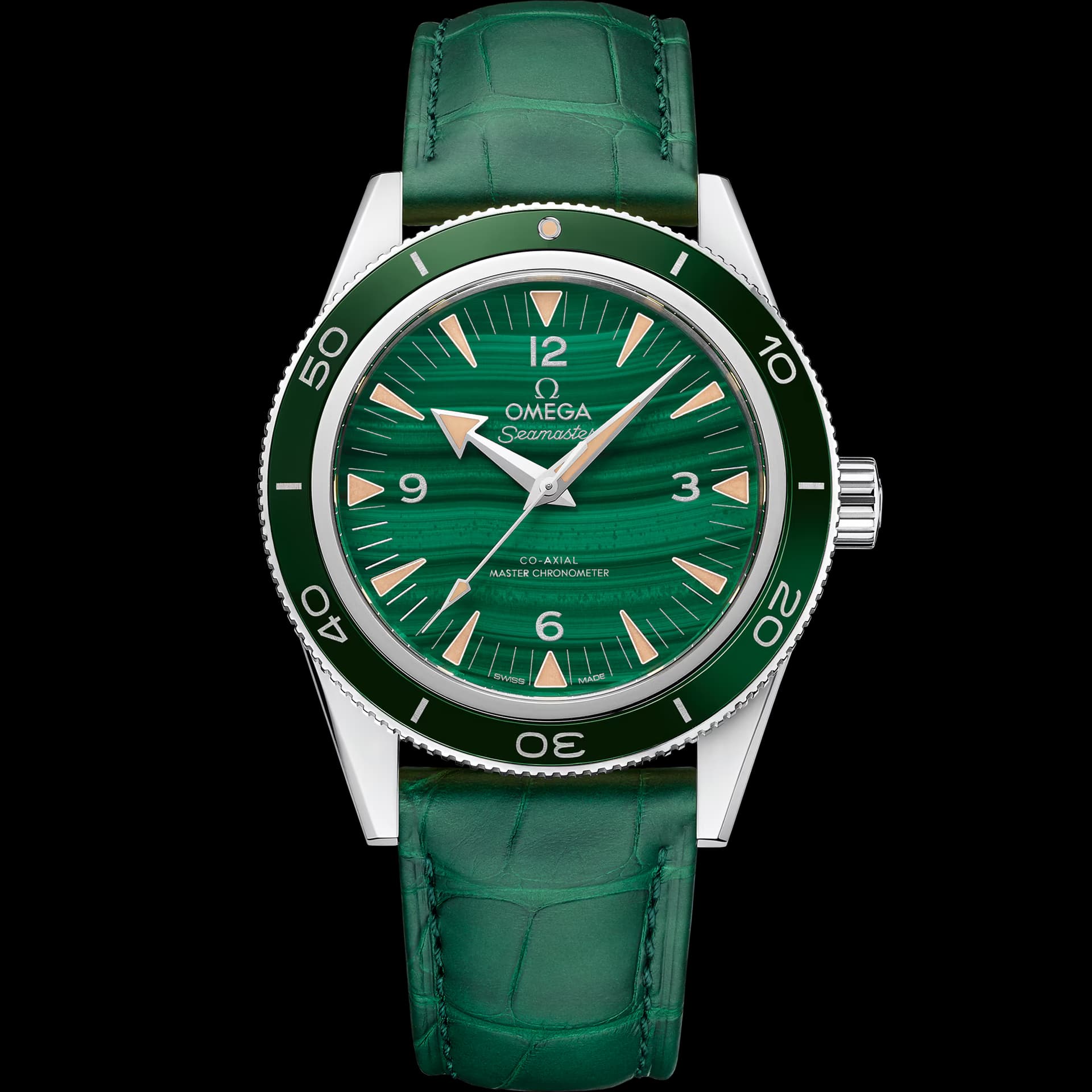 Omega Seamaster 41 mm, platine sur bracelet en cuir