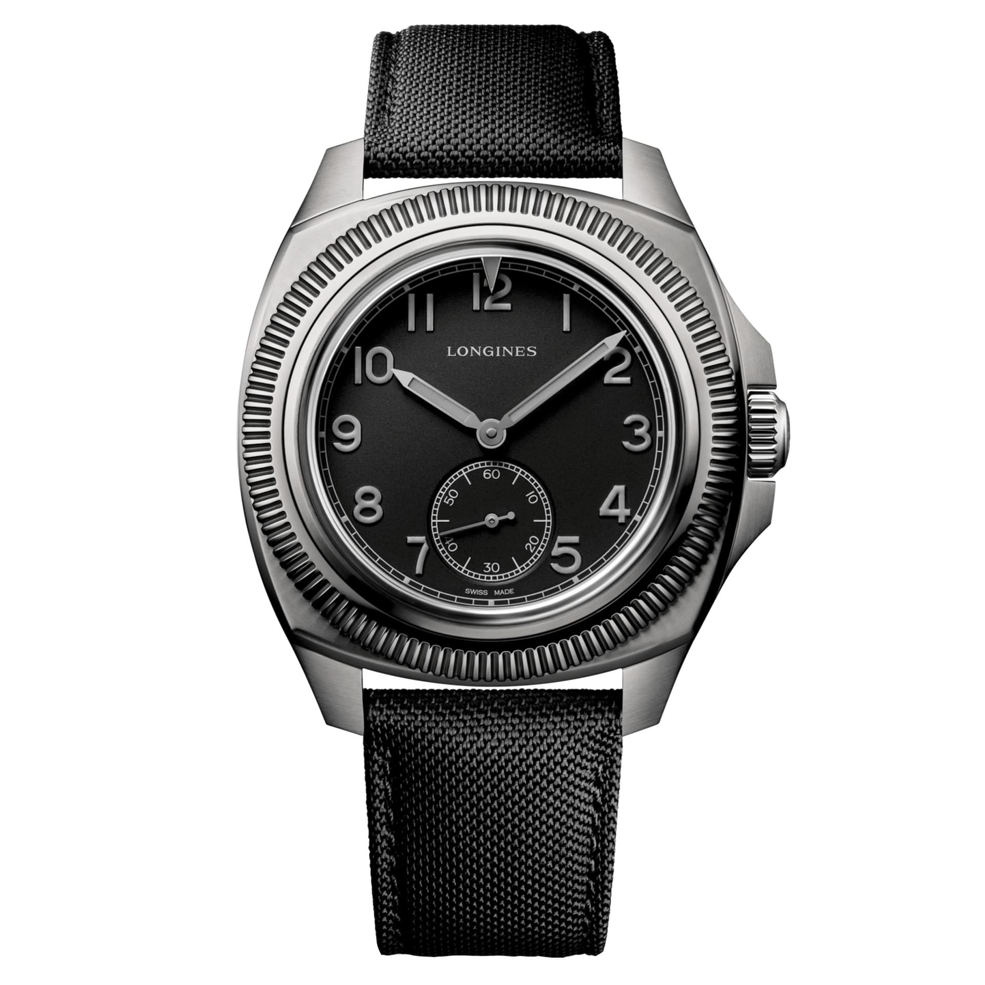 Longines Montre Longines Pilot Majetek Pioneer Edition automatique cadran noir bracelet tissu noir 43 mm