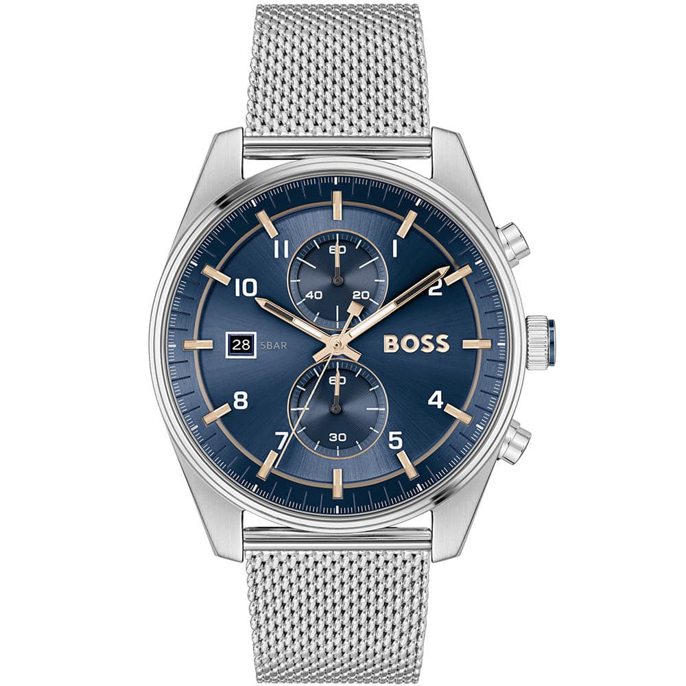 Hugo Boss Montre Boss Collection Skytraveler en Acier Argenté