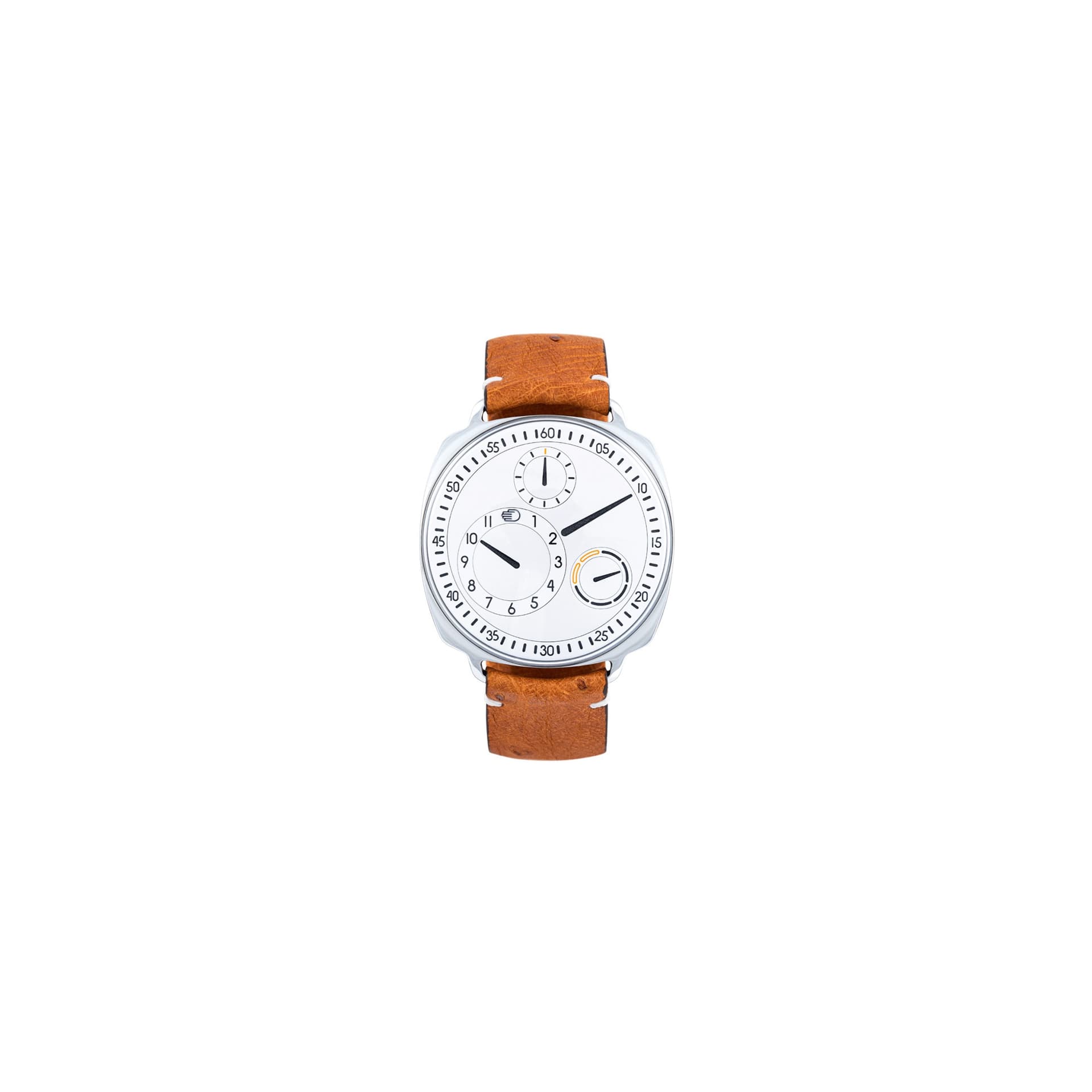 Ressence Montre Ressence Type 1² W automatique cadran blanc bracelet cuir cognac 41 mm