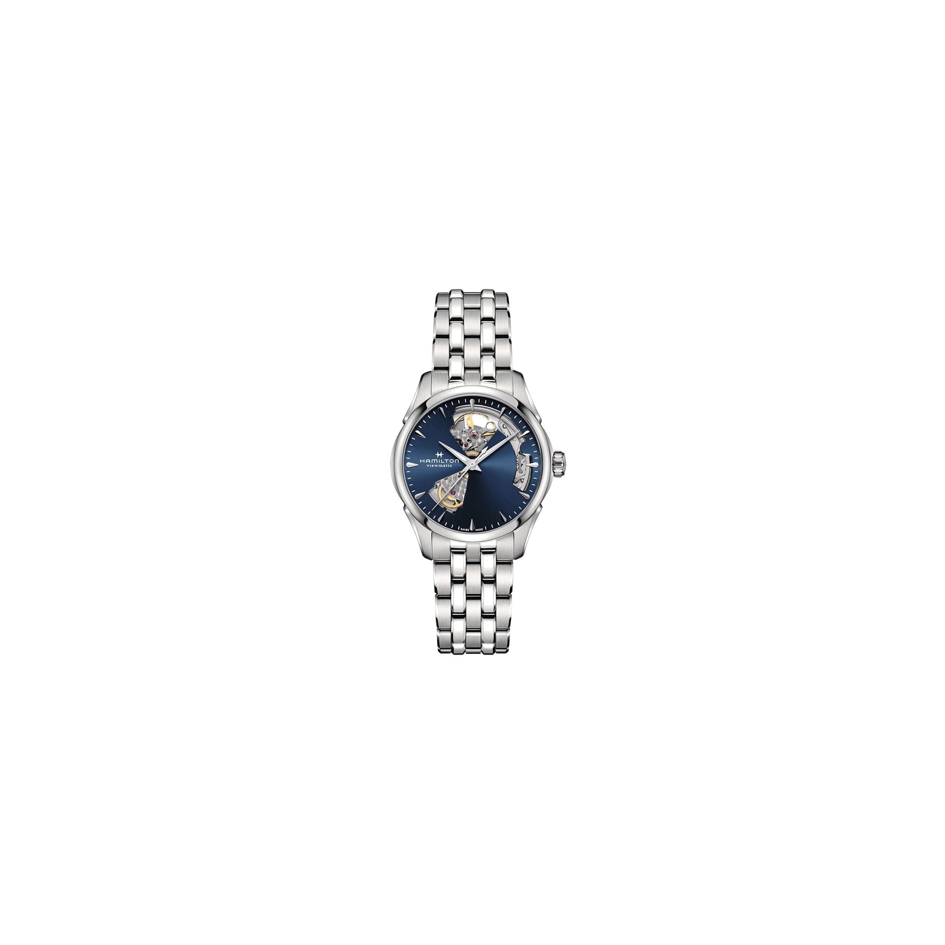 Hamilton Montre Hamilton Jazzmaster Open Heart Lady automatique cadran bleu marine bracelet acier 36 mm