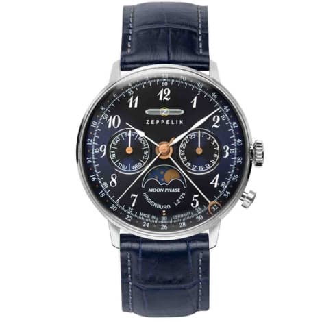 Zeppelin Montre Zeppelin LZ 129 Hindenburg Moonphase Ladies Quartz Cadran Bleu - 70373