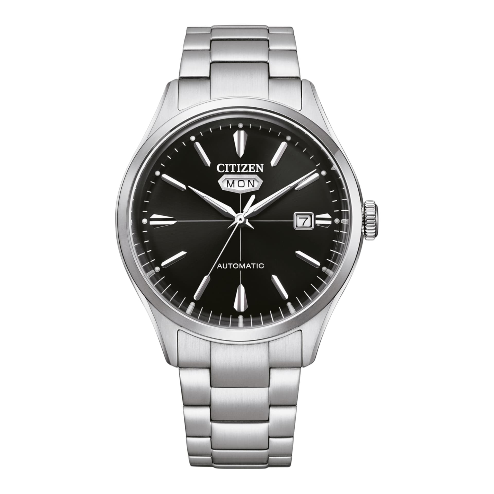 Citizen Montre Citizen Crystal 7 Mechanical Day Date automatique cadran noir bracelet acier 40 mm