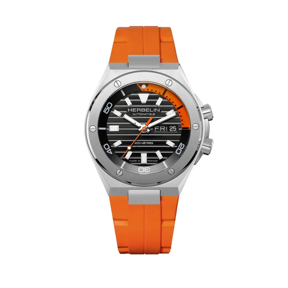 Michel Herbelin Montre automatique Homme Cap camarat Noir, Orange