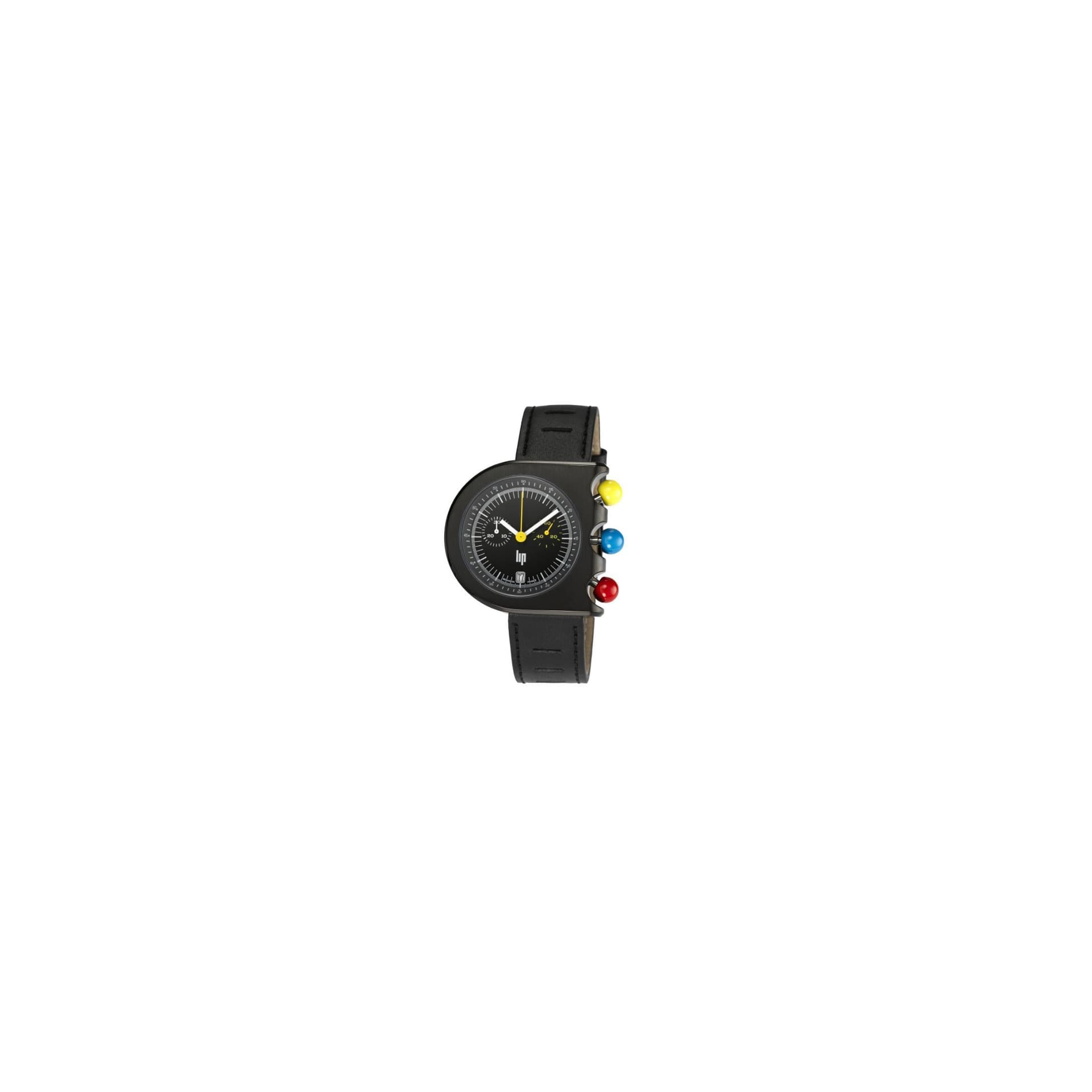 Lip Montre Lip Mach 2000 Chronographe quartz cadran noir bracelet cuir noir