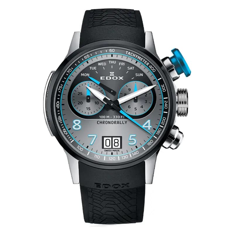 Edox Montre Chronorally Chronograph 45 38003-TINBU-GNBU