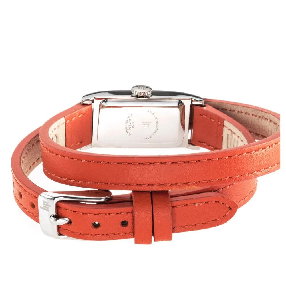 Lip Montre Lip T13 quartz cadran blanc bracelet cuir orange 10 mm
